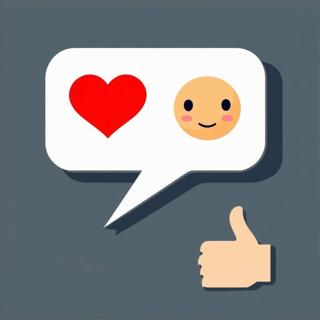 A speech bubble with a heart, a neutral face, and a thumbsdown symbol